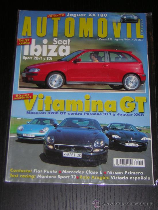 Coches: AUTOMOVIL N&ordm; 259 - AGOSTO 1999 - SEAT IBIZA TDI - SPORT / MASERATI 3200 GT / PORSCHE 911 / JAGUAR XK