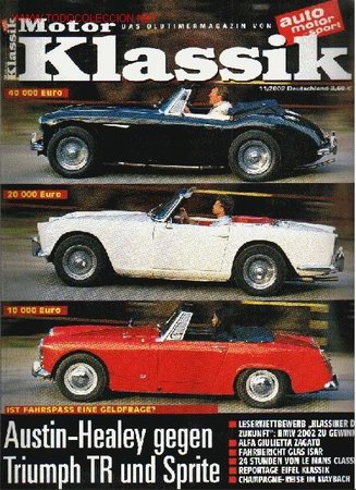 Cars: Motor Klassik 11/2002  (alem&aacute;n).Austin-Healley gegen. Triumph TR und Sprite. Alfa Giulietta Zagato