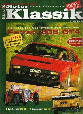 Voitures: Motor Klassik 7/1999  (alem&aacute;n).Ferrari 308 GT 4.