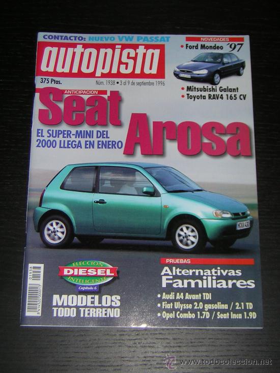 Coches: AUTOPISTA N&ordm; 1938 - SEP 1996 - AUDI A4 AVANT TDI / OPEL COMBO 1.7d / SEAT INCA 1.9D / FIAT ULYSSE