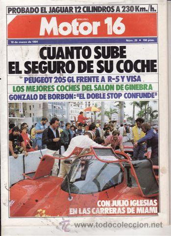 Coches: REVISTA MOTOR 16 N&ordm; 20 A&Ntilde;O 1984. PRUEBA: JAGUAR SOVEREIGN. PRUEBA: ITALJET PEE WEE.