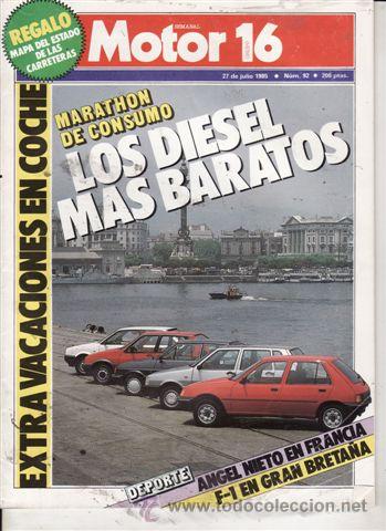 Coches: REVISTA MOTOR 16 N&ordm; 92 A&Ntilde;O 1985. COMP: SEAT IBIZA GLD. CITROEN VISA D, FIAT UNO DS, FORD FIESTA D