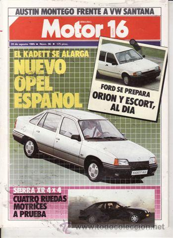 Coches: REVISTA MOTOR 16 N&ordm; 96 A&Ntilde;O 1985. PRUEBA: FORD SIERRA XR 4X4. PRUEBA: GSX 750 ES.