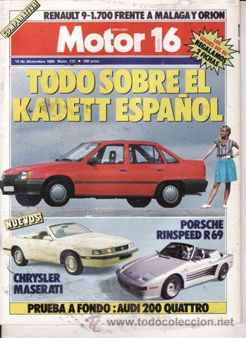 Coches: REVISTA MOTOR 16 N&ordm; 112 A&Ntilde;O 1985. PRU: AUDI 200. COMP:RENAULT 9 TXE,FORD ORION 1.6 Y SEAT MALAGA 1.5