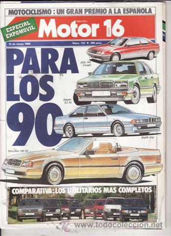 Coches: REVISTA MOTOR 16 N&ordm; 133 A&Ntilde;O 1986. PRU: VOLVO 480 ES.COMP: FORD FIESTA 1.4S,FIAT UNO 60 SL,VW POLO CL