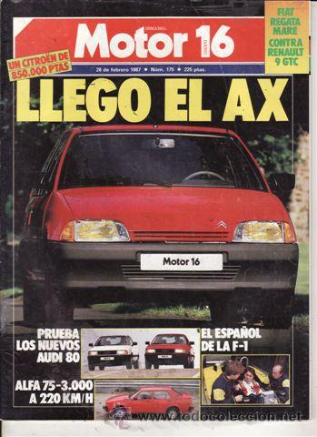 Coches: REVISTA MOTOR 16 N&ordm; 175 A&Ntilde;O 1987. PRUEBA: ALFA ROMEO 75 3.0. LANCIA DELTA HF TURBO. AUDI 80 1.8 S/E.
