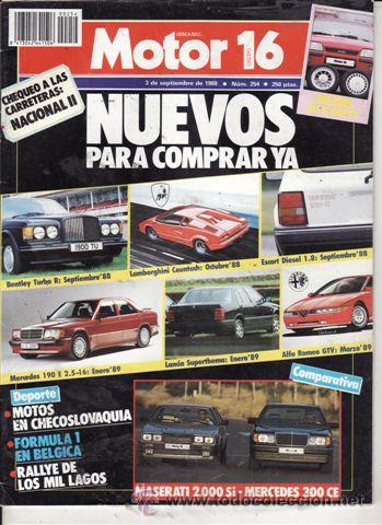 Coches: REVISTA MOTOR 16 N&ordm; 254 A&Ntilde;O 1988. COMPARATIVA: MASERATI 2000 SI Y MERCEDES 300 CE.