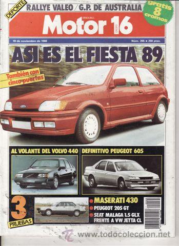 Coches: REVISTA MOTOR 16 N&ordm; 265 A&Ntilde;O 1988. PRUEBA: MASERATI 430. COMP: SEAT MALAGA 1.5 GLX Y VW JETT CL.