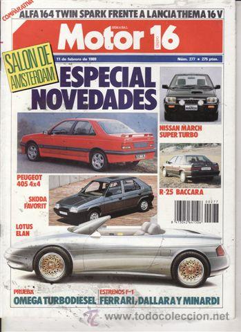Coches: REVISTA MOTOR 16 N&ordm; 277 A&Ntilde;O 1989. PRU: PEUGEOT 405 4X4. FORD SIERRA 2.0 GT.COMP: ALFA 164 TWIN SPARK