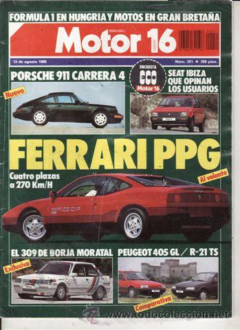Coches: REVISA MOTOR 16 N&ordm; 251 A&Ntilde;O 1988. PRUEBA: PEUGEOT 309 GTI. COMP: RENAULT 21 TS Y PEUGEOT 405 GL.