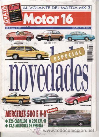 Coches: REVISTA MOTOR 16 N&ordm; 396 A&Ntilde;O 1991. PRU: ISUZU TROOPER 2.8 TURBO I.D. MERCEDES 500 E. MAZDA MX 3.