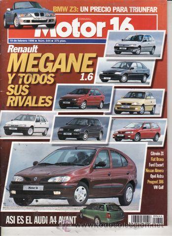 Coches: REVISTA MOTOR 16 N&ordm; 644 A&Ntilde;O 1996. PRU: AUDI A4 AVANT. BMW 728. COMP: RENAULT M&Eacute;GANE 1.6, VW GOLF 1.6