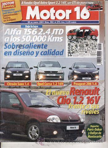 Coches: REVISTA MOTOR 16 N&ordm; 902 A&Ntilde;O 2001. PRUEBA: OPEL ASTRA 3P SPORT 2.2 16V. COMP: RENAULT CLIO 1.2 16V.