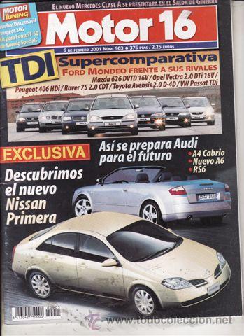 Coches: REVISTA MOTOR 16 N&ordm; 903 A&Ntilde;O 2001.PRU:KIO RIO.COMP: FORD MONDEO TDDI,MAZDA 626 DVTD 16V, ROVER 75 2.0