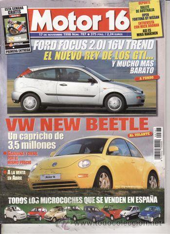 Coches: REVISTA MOTOR 16 N&ordm; 787 A&Ntilde;O 1998. PRU: FORD FOCUS 2.0I 16V TREND. COMP: LIGIER AMBRA Y AIXAM 400.