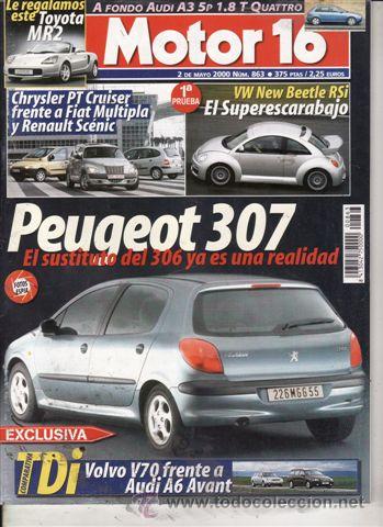 Coches: REVISTA MOTOR 16 N&ordm; 863 A&Ntilde;O 2000. PRU: AUDI A3 5P 1.8T QUATTRO. FORD FOCUS TDI. VW BEELTE AUTOMATICO