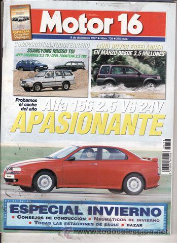 Coches: REVISTA MOTOR 16 N&ordm; 738 A&Ntilde;O 1997. PRUEBA: ALFA 156 2.5 V6 24V. COMP: SSANGYONG MUSSWO 2.9 TDI LUX