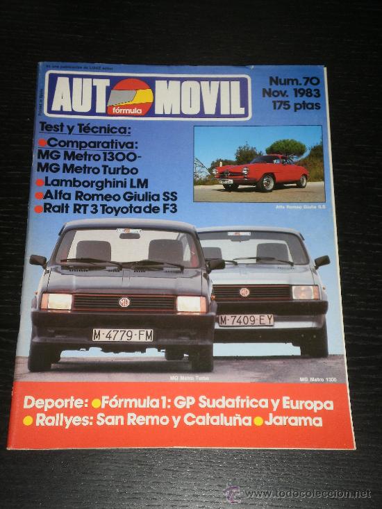 Coches: AUTOMOVIL - N&ordm; 70 - LAMBORGHINI LM / ALFA GIULIA SS / MG METRO 1300 - TURBO / CROCO / JARAMA
