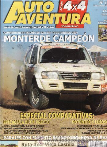Autos: REVISTA AUTO AVENTURA 4X4 N&ordm; 180 A&Ntilde;O 2002. COMP: OPEL FRONTERA 2.2 DTI SPORT,SSANGYONG KORAN KJ TDI,
