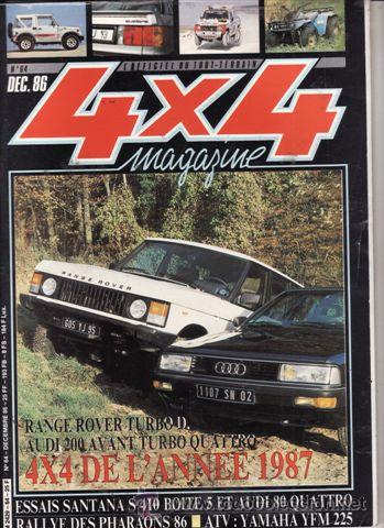 Coches: REVISTA 4X4 N&ordm; 64 A&Ntilde;O 1986. PRUEBA: SUZUKI SANTANA S 410 BOITE 5. PRUEBA: AUDI 80 QUATRO.