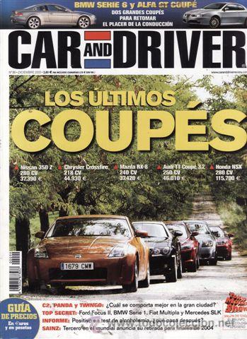 Coches: REVISTA CAR AND DRIVER N&ordm; 99 A&Ntilde;O 2003. PRU: VOLVO S40. COMP:CITROEN C2, FIAT PANDA Y TWINGO. AUDI TT