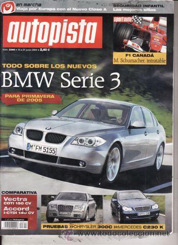 Coches: REVISTA AUTOPISTA N&ordm; 2344 A&Ntilde;O 2004. PRU: CHRYSLER 300C.MERCEDES C230K, COMP: HONDA ACCORD 2.2 I CTDI