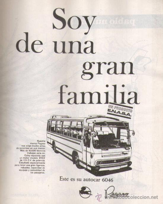 Coches: AUTOBUS PEGASO 6046: anuncio publicitario de 1970
