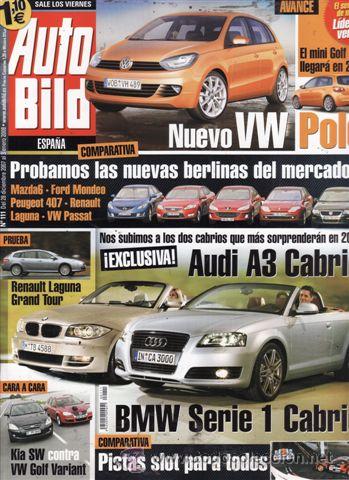 Coches: REVISTA AUTO BILD N&ordm; 111 A&Ntilde;O 2008. COMPARATIVA: FORD MONDEO 2.0, RENAULT LAGUNA 2.0 16V, PEUGEOT 407