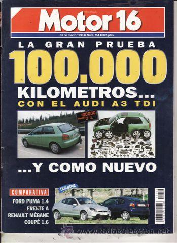 Coches: REVISTA MOTOR 16 N&ordm; 754 A&Ntilde;O 1998. PRU: AUDI A3 1.9 TDI. COMP: FORD PUMA 1.4 Y RENAULT M&Eacute;GANE COUP&Eacute;