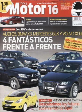 Coches: REVISTA MOTOR 16 N&ordm; 1312 A&Ntilde;O 2008. PRUEBA RENAULT LAGUNA COUP&Eacute; GT 2.0 DCI 4RD. COMPARATIVA: AUDI Q5