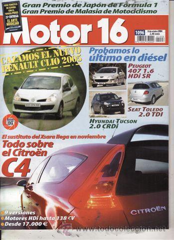 Coches: REVISTA MOTOR 16 N&ordm; 1096 A&Ntilde;O 2004. PRUEBA: SEAT TOLEDO 2.0 TDI SPORT UP. HYUNDAI TUCSON 2.0 CRDI. PE