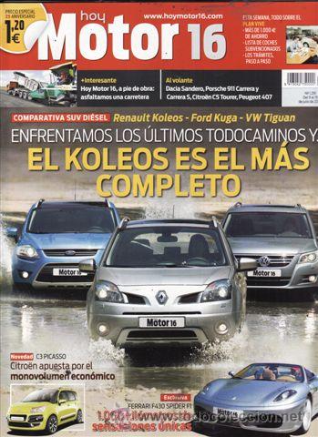 Coches: REVISTA MOTOR 16 N&ordm; 1291 A&Ntilde;O 2008. COMPARATIVA FORD KUGA2.0 TDCI 4WD, RENAULT KOLEOS 2.0 DCI 4X4 Y V