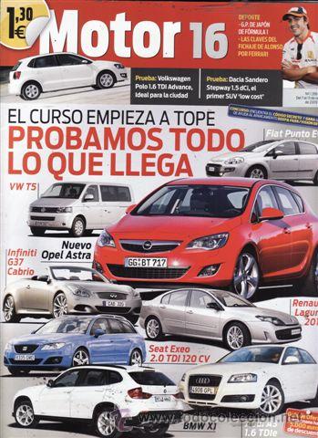 Coches: REVISTA MOTOR 16 N&ordm; 1356 A&Ntilde;O 2009. PRUEBA: VOLSKWAGEN PLOL 1.6 TDI ADVANCE. DACIA SANDERO STEPWAY 1.