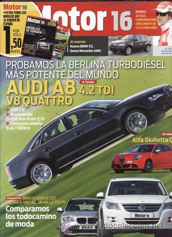 Coches: REVISTA MOTOR 16 N&ordm; 1385 A&Ntilde;O 2010. PRUEBA: AUDI A8 4.2 TDI. COMPARATIVA: BMW X1 XDRIVE 20D Y VOLKSWA