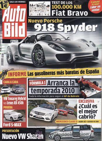 Coches: REVISTA AUTO BILD N&ordm; 226 A&Ntilde;O 2010. PRUEBA: PORSCHE 918 SPYDER CONCEPT. COMPARATIVA: LEXUS RX 450H Y