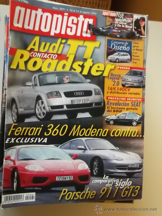 Coches: AUTOPISTA 2091 A&Ntilde;O 1999.LAGUNA 2.0.FERRARI 360 MODENA VS PORSCHE 911 GT3.BUGATTI EB218