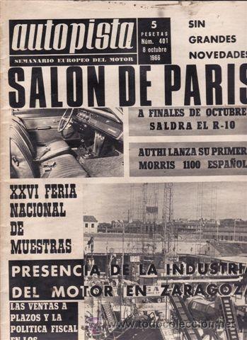 Coches: REVISTA AUTOPISTA N&ordm; 401 A&Ntilde;O 1966.