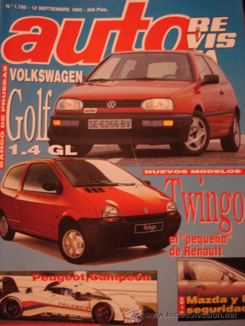 Coches: REVISTA AUTOREVISTA 1765 VW Golf 1.4 GL prueba - Renault Twingo - Nuevos Opel - Renault Zoom - Mazda