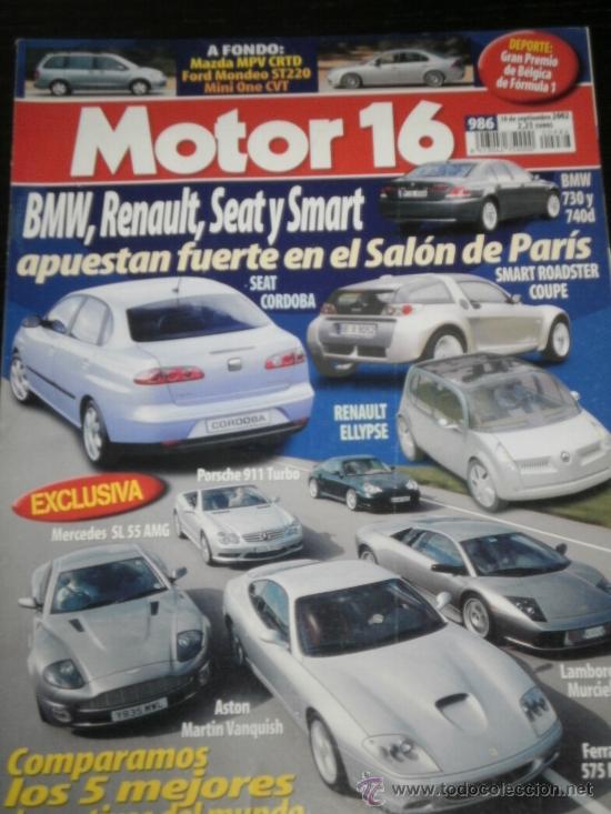 Coches: MOTOR 16 N&ordm; 986 - SEP 2002 - SMART ROADSTER / SEAT CORDOBA / FORD MONDEO ST220 / MINI ONE CVT