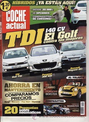 Coches: REVISTA COCHE ACTUAL N&ordm; 1085 A&Ntilde;O 2009. COMPARATIVA: PEUGEOT 308 2.0 HDI, RENAULT M&Eacute;GANE 1.9 DCI