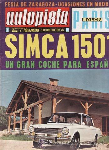 Auto: REVISTA AUTOPISTA N&ordm; 505 A&Ntilde;O 1968.