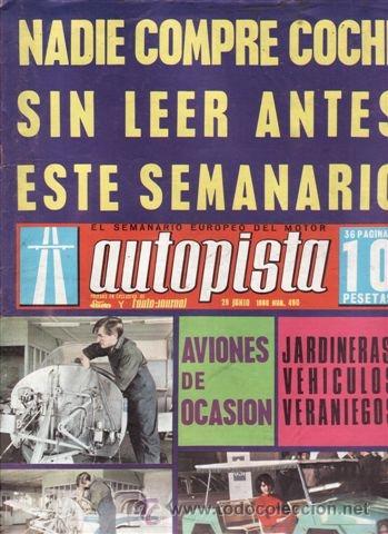 Auto: REVISTA AUTOPISTA N&ordm; 490 A&Ntilde;O 1968.