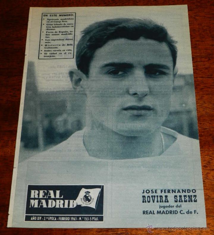 Carros: ANTIGUA REVISTA DEL REAL MADRID N&ordm; 153 - FEBRERO 1963 - 30 PAGINAS - 31 X 21,50 CMS. - FUTBOL - DEP