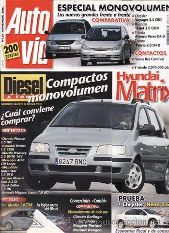 Coches: REVISTA AUTO VIA N&ordm; 139 A&Ntilde;O 2001. PRUEBA:CHRYSLER NEON 1.6. COMPARATIVA: CHRYSLER VOYAGER 2.5 CRD, H