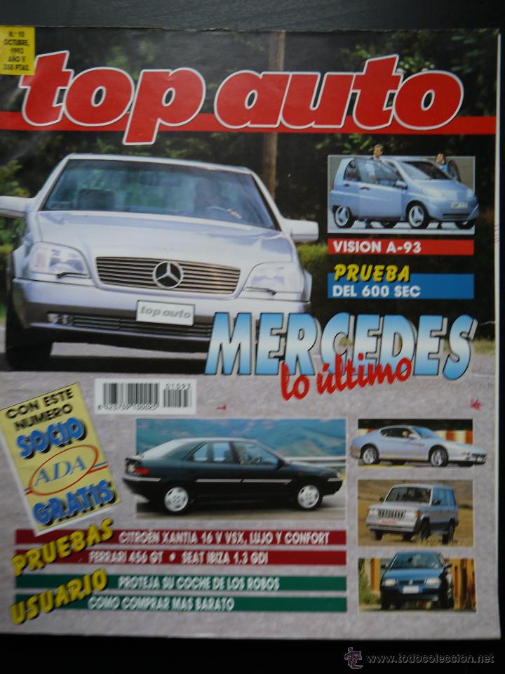 Coches: REVISTA TOP AUTO OCTUBRE 1993- FERRARI 456 GT- MERCEDES 600 SEC