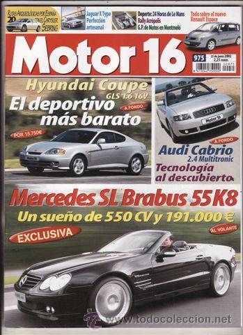 Coches: REVISTA MOTOR 16 N&ordm; 975 A&Ntilde;O 2002. PRUEBA: AUDI CABRIO 2.4 MULTITRONIC. HYUNDAI COUPE GLS 1.6 16V. AL