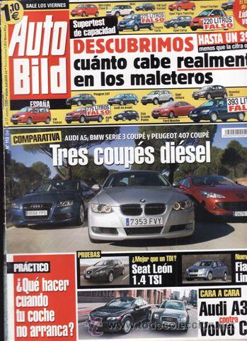 Coches: REVISTA AUTO BILD N&ordm; 113 A&Ntilde;O 2008. COMP: AUDI A5 2.7 TDI, BMW 325D COUPE Y PEUGEOT 407 COUPE 2.7 HDI