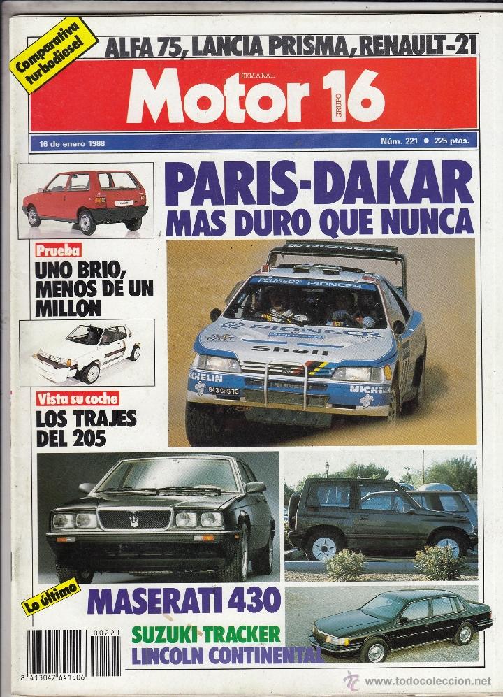 Coches: REVISTA MOTOR 16 N&ordm; 221 A&Ntilde;O 1988. PRU: FORD ESCORT 1.6I. COMP:ALFA ROMEO 75 TD, RENAULT 21 TXD TURBO