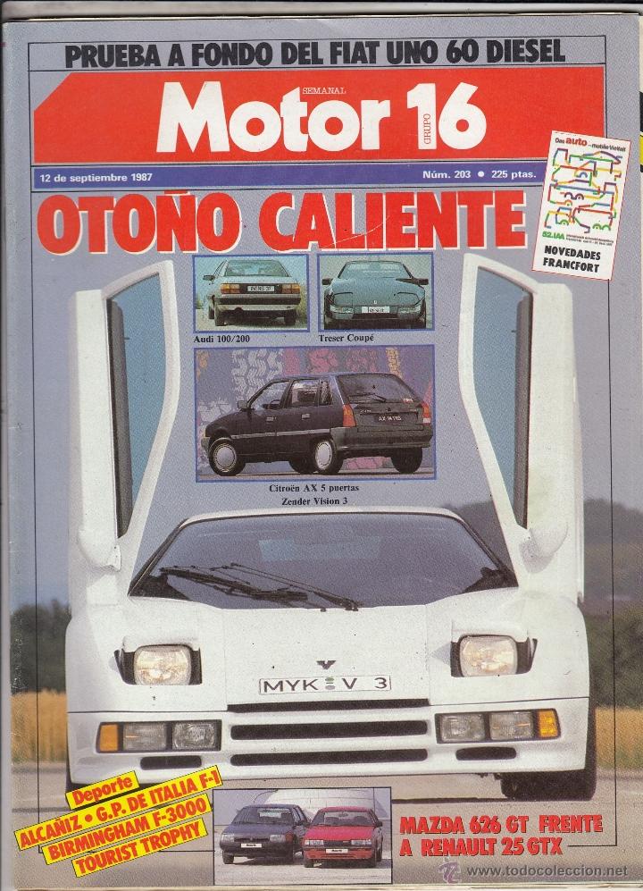Coches: REVISTA MOTOR 16 N&ordm; 203 A&Ntilde;O 1987. PRU: PRELUDE 4WS. FIAT UNO DS. COMP: MAZDA 626 GT Y RENAULT 25 GTX