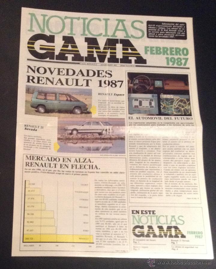 Carros: revista noticias gama fasa renault febrero de 1987
